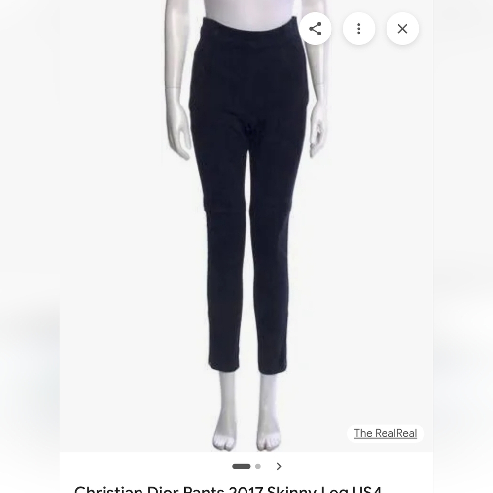 Vintage Christian Dior Black Knit skinny straight leg wool legging pants black 6